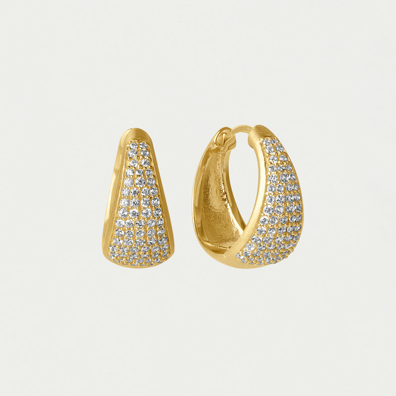 MARGAUX PAVE HUGGIE HOOPS in Gold