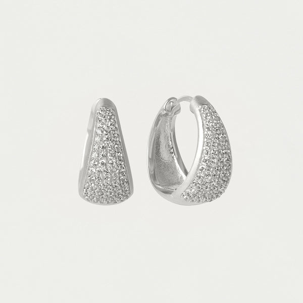 MARGAUX PAVE HUGGIE HOOPS in Silver