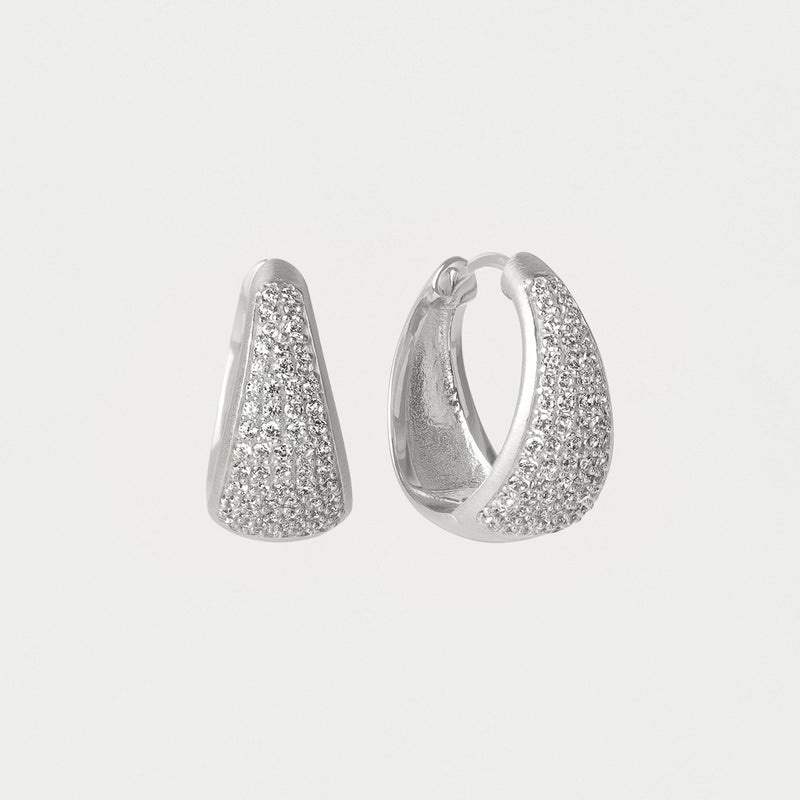 MARGAUX PAVE HUGGIE HOOPS in Silver