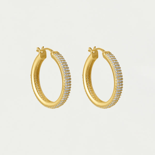 GISELLE PAVE HOOPS in Gold