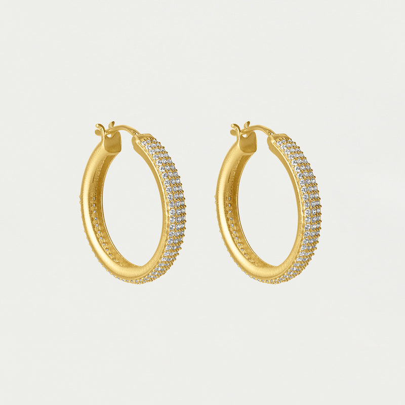 GISELLE PAVE HOOPS in Gold