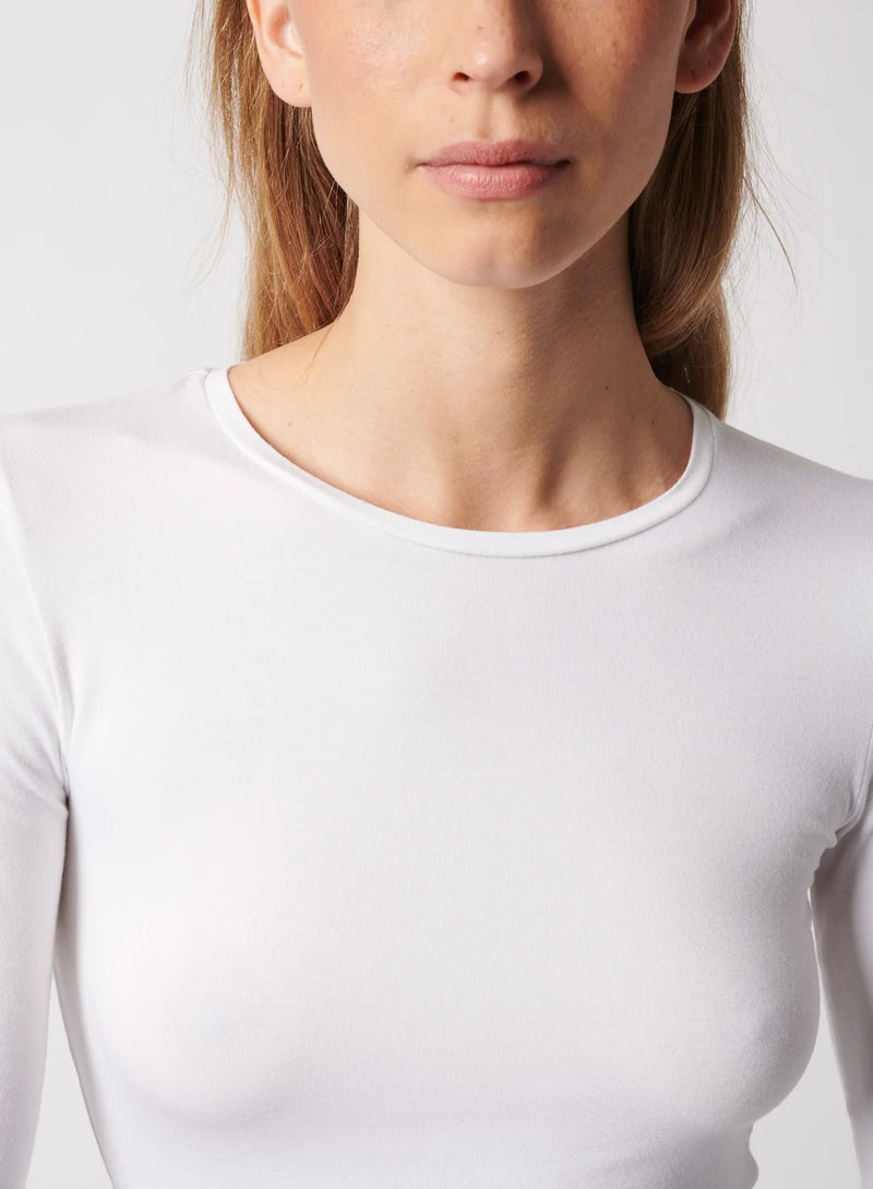 Soft Touch Long Sleeve Crewneck T-Shirt - White