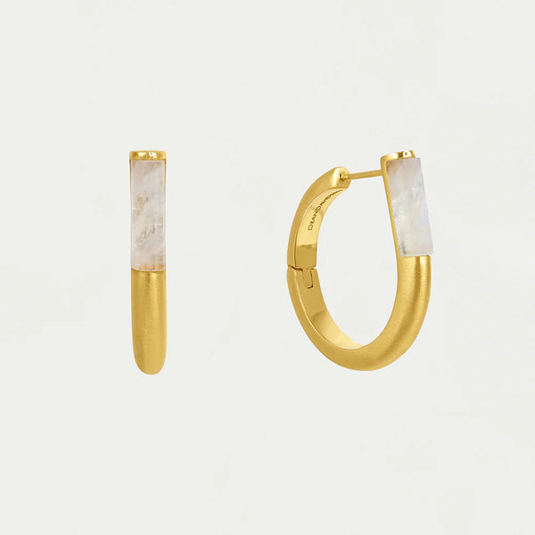 REVIVAL GEMSTONE SMALL HOOPS in Gold with Moonstone