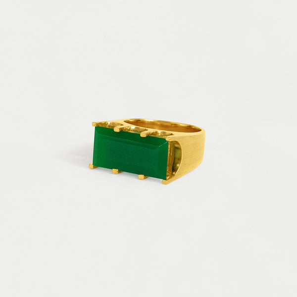 MINI CASTLE RING Gold with Green Onyx