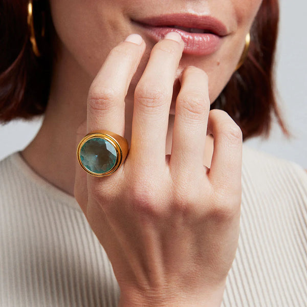 SIGNET RING GOLD with BLUE TOPAZ