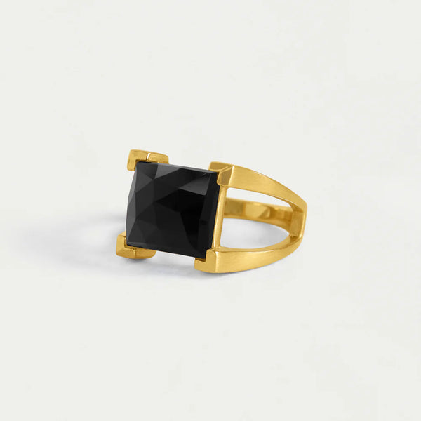 MINI PLAZA RING GOLD WITH BLACK ONYX