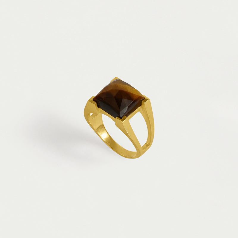 PLAZA RING Gold with Tiger's Eye