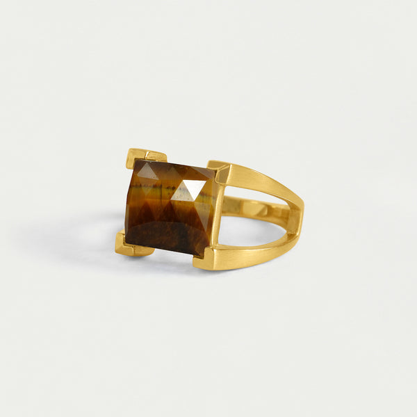 PLAZA RING Gold with Tiger's Eye