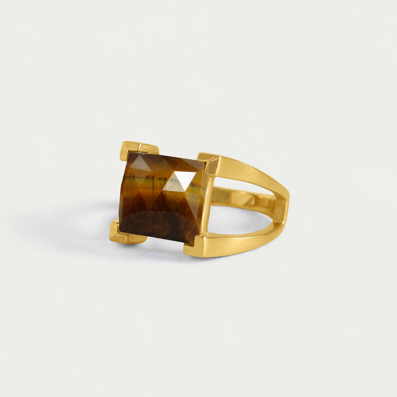 PLAZA RING Gold with Tiger's Eye