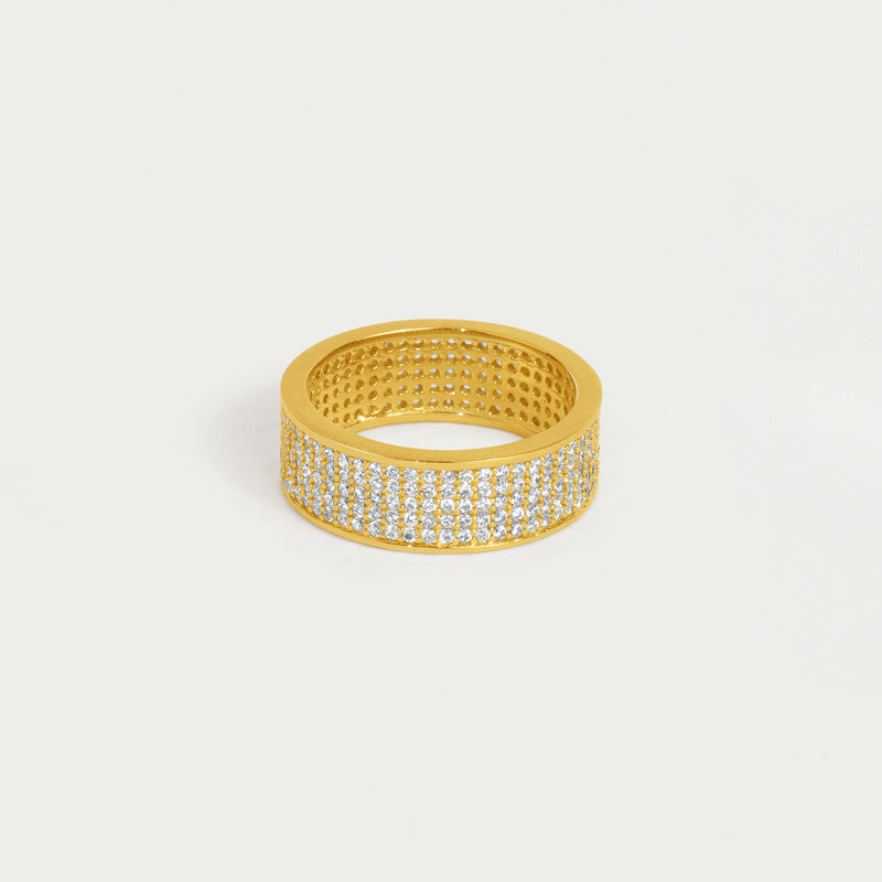 PETIT PAVE THICK STACKING RING in Gold