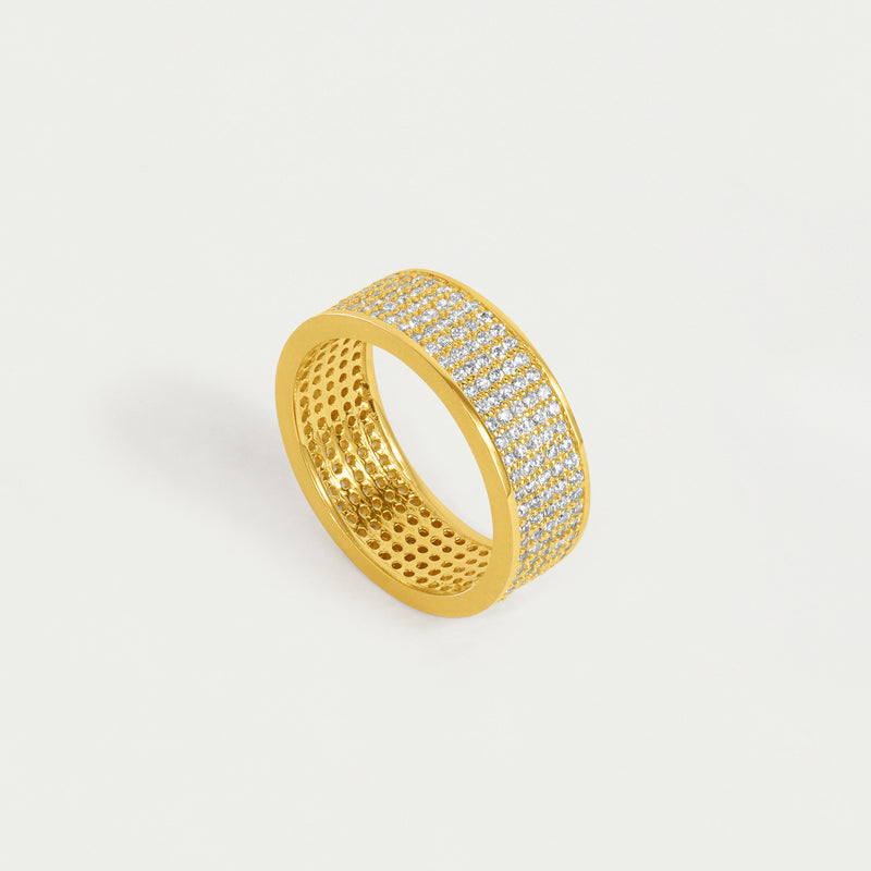 PETIT PAVE THICK STACKING RING in Gold