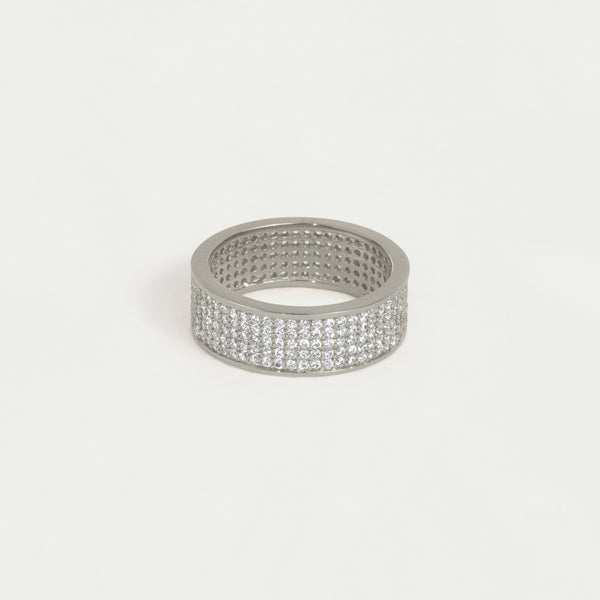 PETIT PAVE THICK STACKING RING in Silver