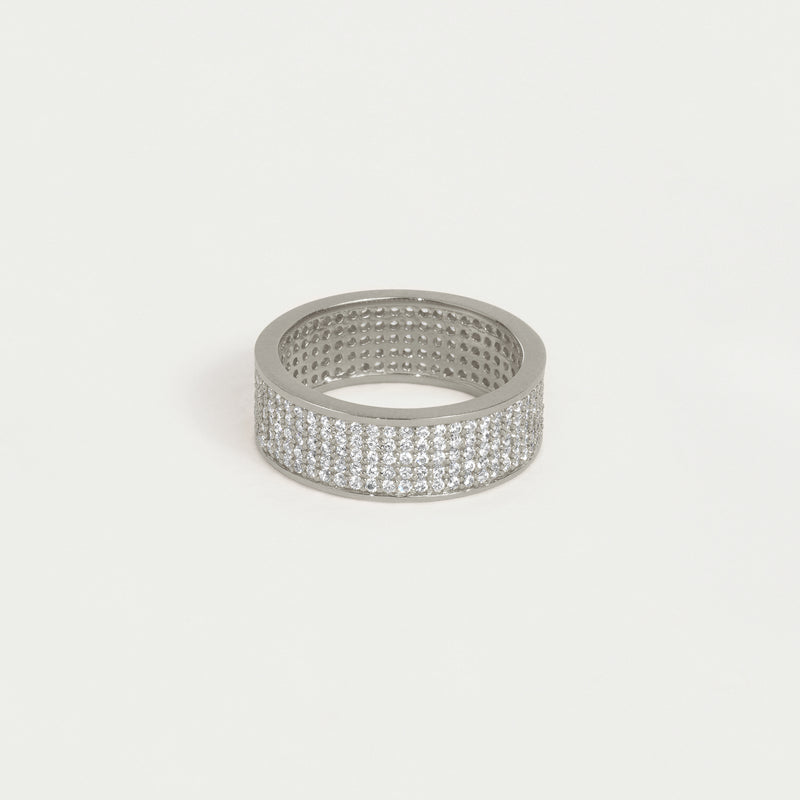 PETIT PAVE THICK STACKING RING in Silver