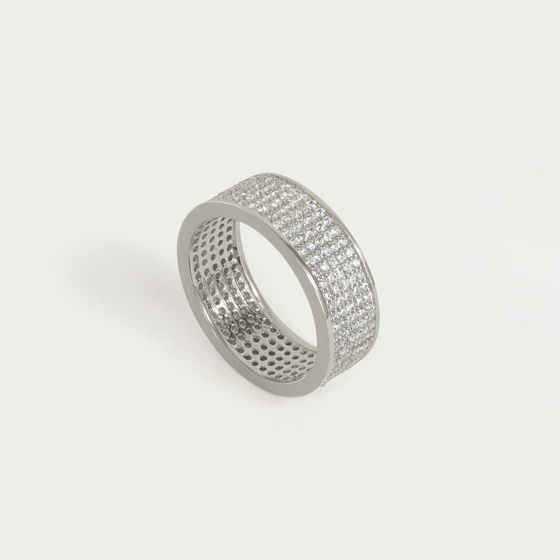 PETIT PAVE THICK STACKING RING in Silver