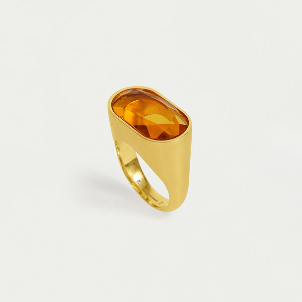 MERCER GEMSTONE STATEMENT RING Gold with Citrine