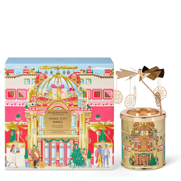 MUSIC CITY MAGIC - Peony Rose & Leather - Candle & Spinning Carousel