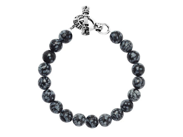 8mm SNOWFLAKE AGATE BRACELET WITH TOGGLE CLASP