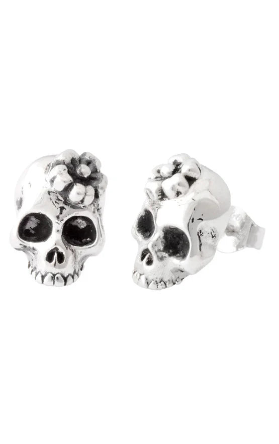 SAKURA SKULL STUD EARRINGS