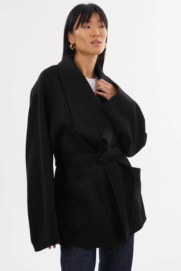MEKIA Double Face Wool Coat - Black