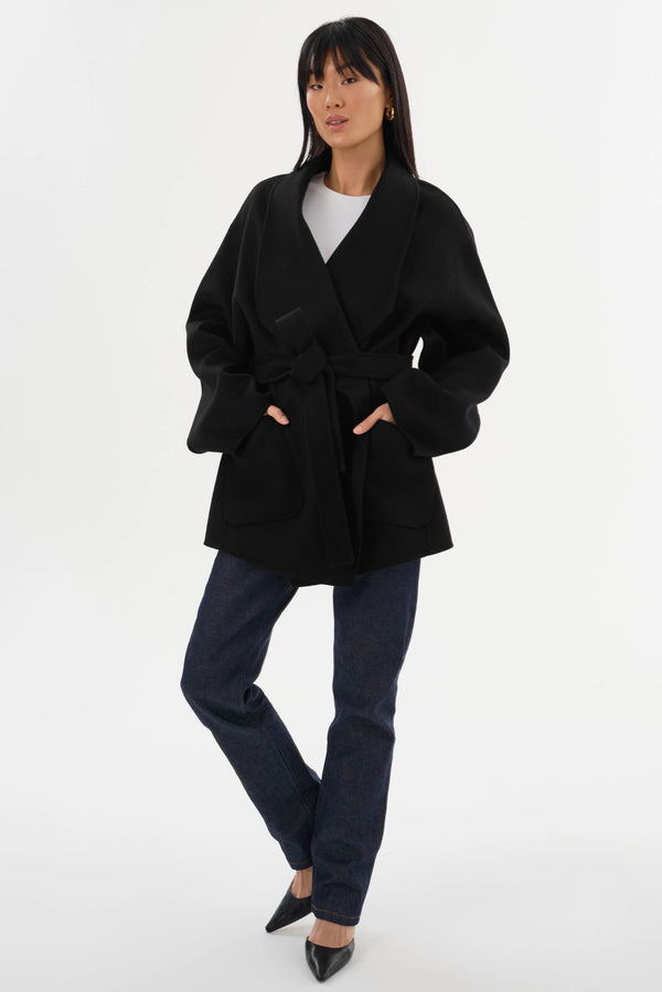 MEKIA Double Face Wool Coat - Black