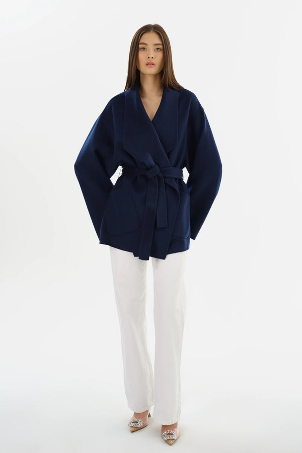 MEKIA Double Face Wool Coat - Dark Navy