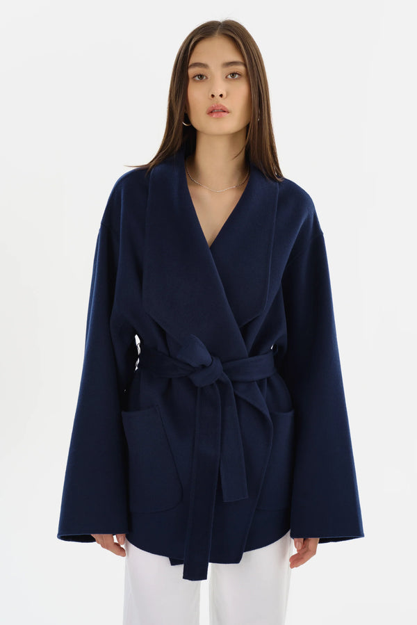 MEKIA Double Face Wool Coat - Dark Navy