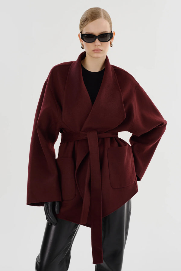 MEKIA Double Face Wool Coat - Mahogany