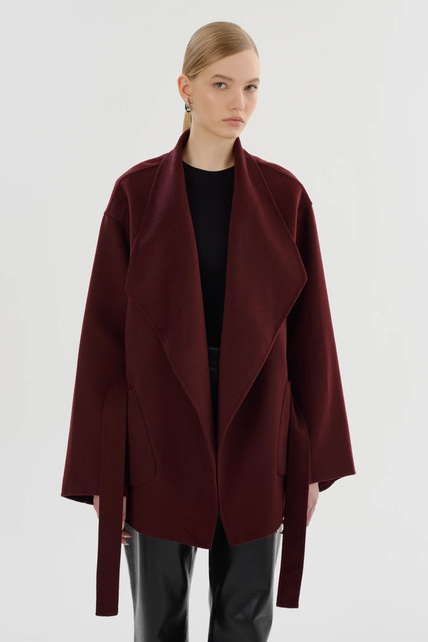 MEKIA Double Face Wool Coat - Mahogany