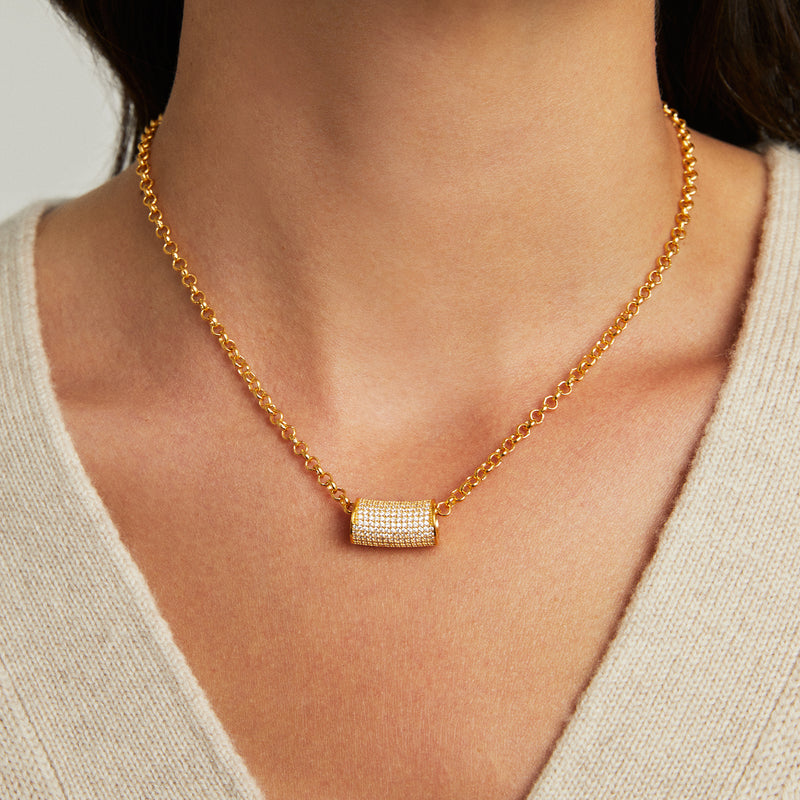 PETITE PAVE TUBE NECKLACE