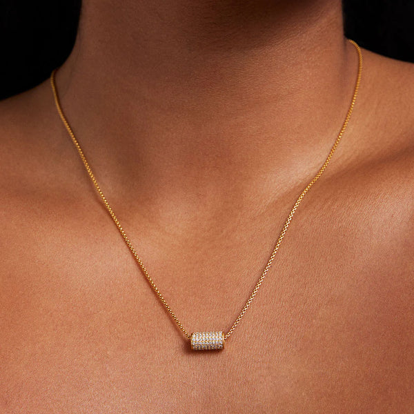 PETIT PAVE MINI TUBE NECKLACE