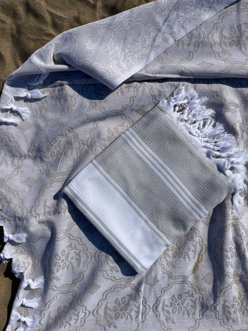 HONEYCOMB TOWEL LIGHT GREY/WHITE