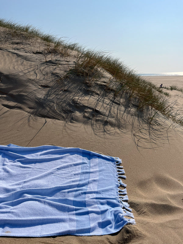 HAMMAM TOWEL WITH TERRY CLOTH in MEDITERRANEAN BLUE