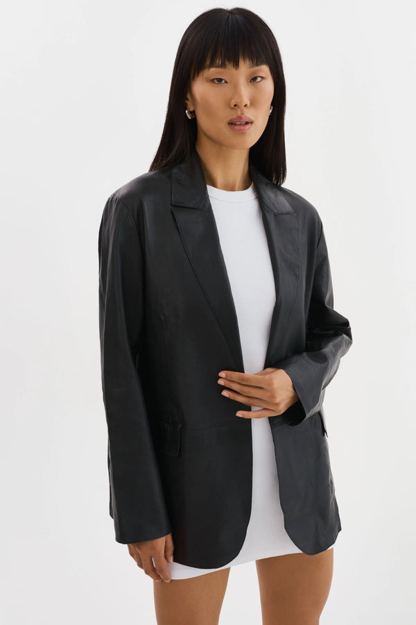 QUIRINA Leather Blazer - Black