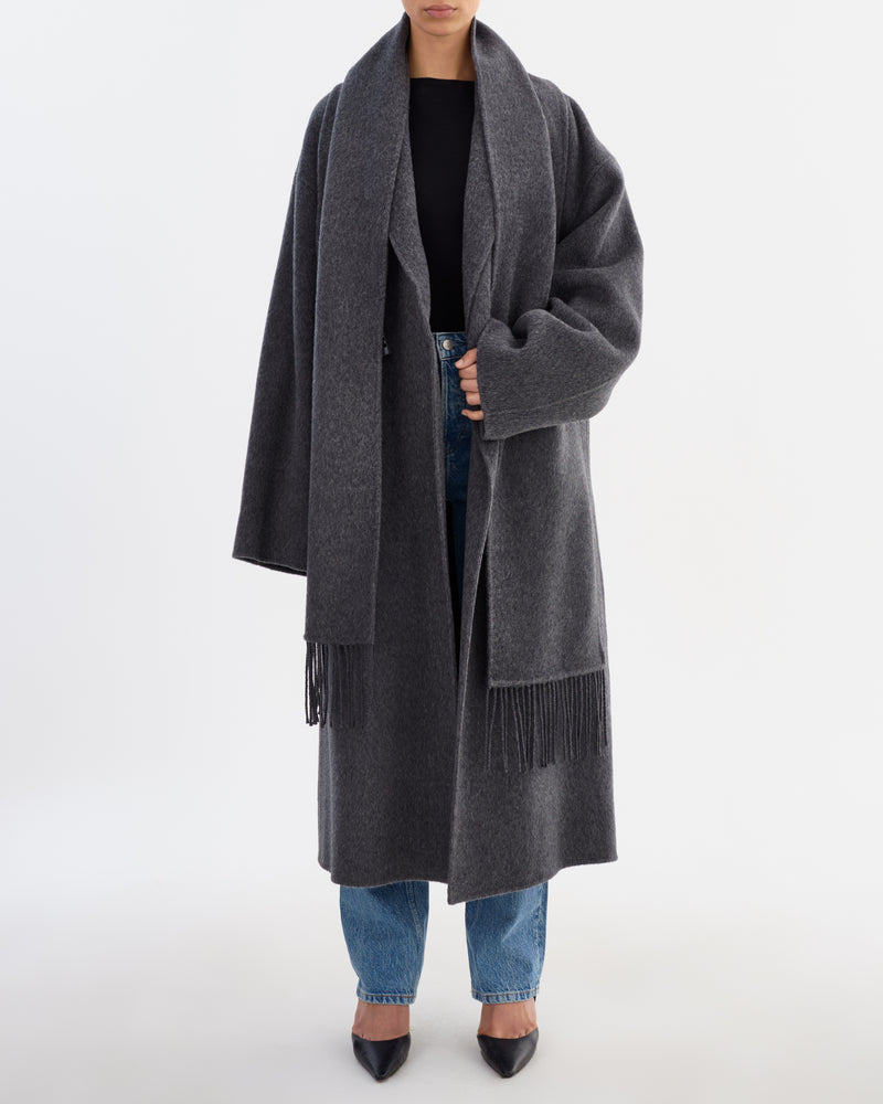 TWILA Wool Scarf Coat - Heather Charcoal