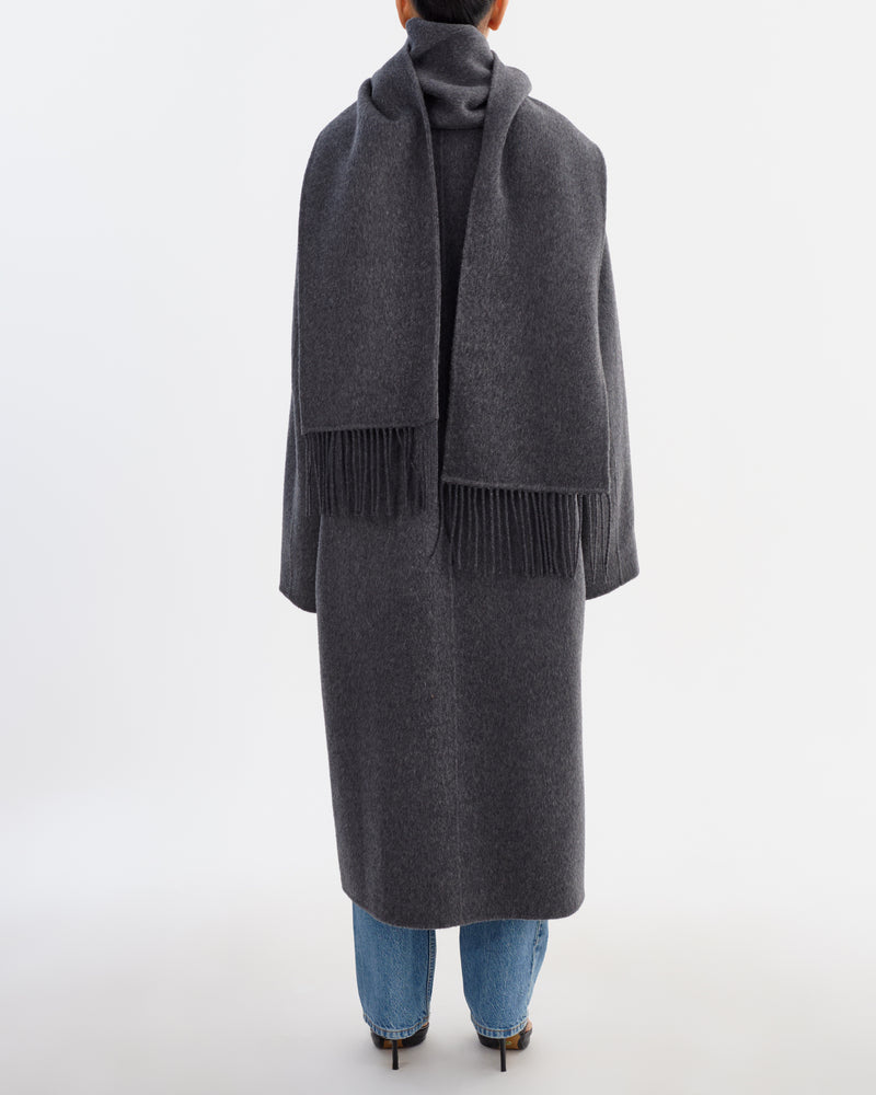 TWILA Wool Scarf Coat - Heather Charcoal