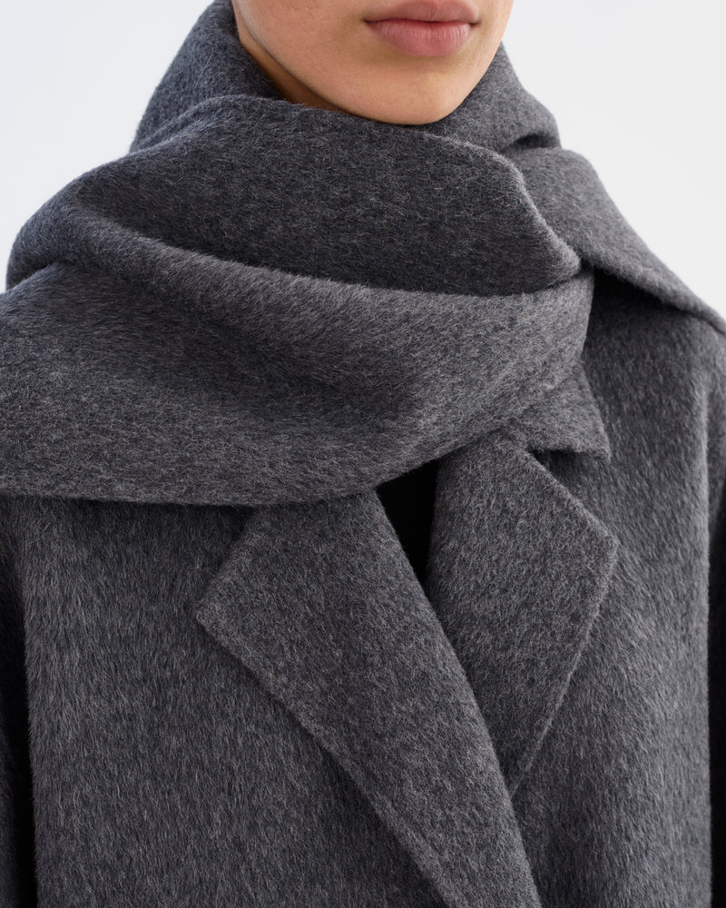 TWILA Wool Scarf Coat - Heather Charcoal