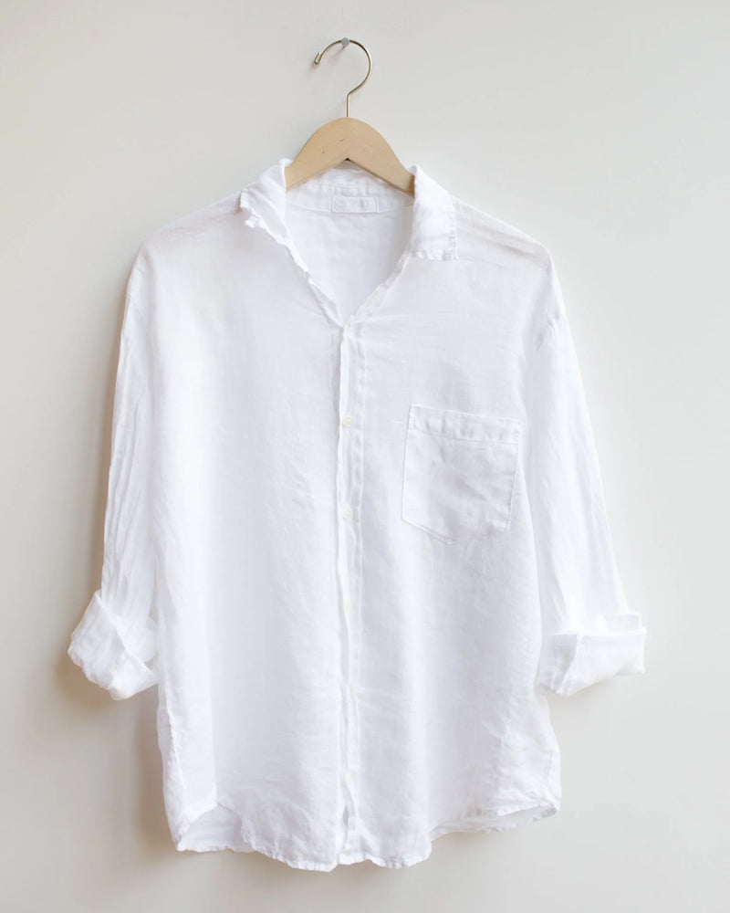 JOSS LINEN BOYFRIEND SHIRT in White