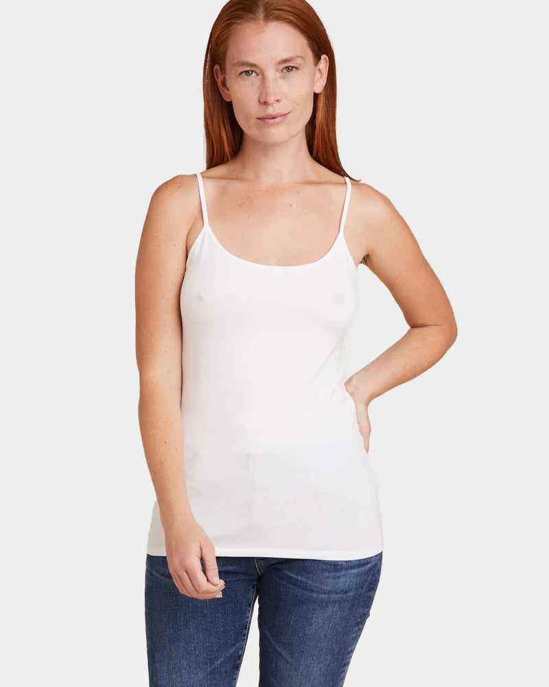 Soft Touch Spaghetti Strap Tank Top - White