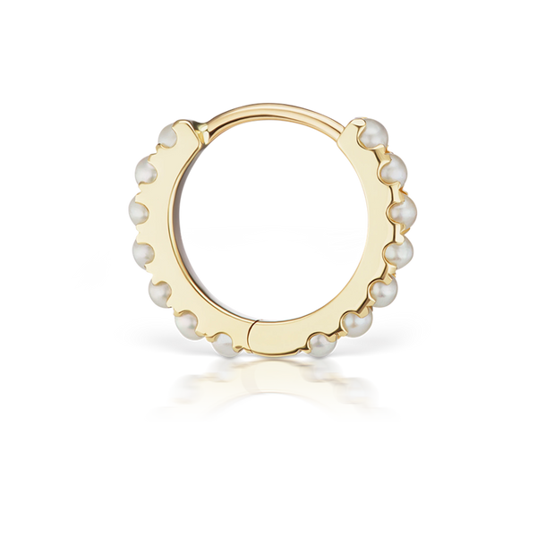 6.5mm PEARL ETERNITY RING  in Yellow Gold
