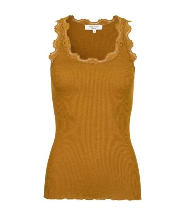 BABETTE CLASSIC SILK TOP WITH LACE - AMBER