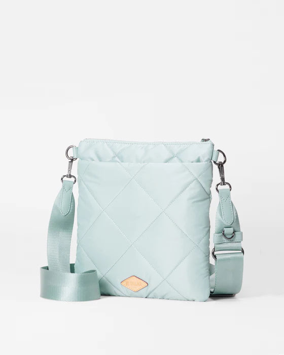 QUILTED MADISON FLAT CROSSBODY in Silver Blue