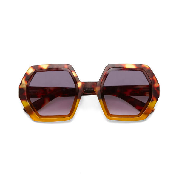 EMMA HEXAGONAL SUNGLASSES - Havana Yellow