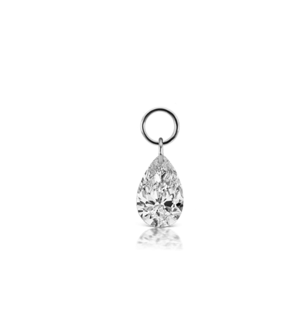 5mm PEAR FLOATING DIAMOND CHARM in White Gold