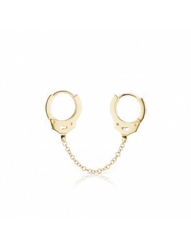 maria tash two 14k yellow gold clicker handcuffs linked by a chain