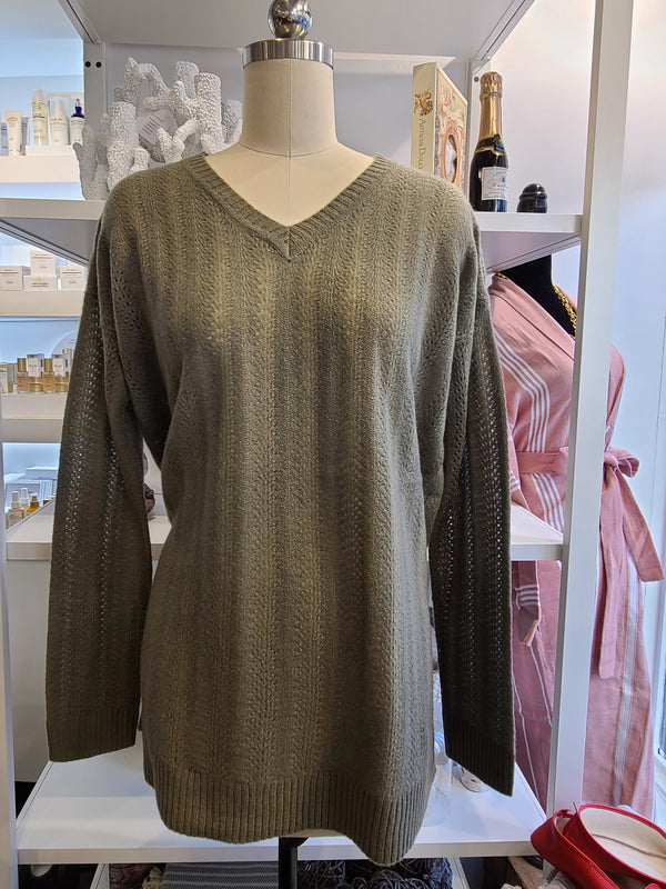 AUTHEN CASHMERE PULLOVER  - OLIVE