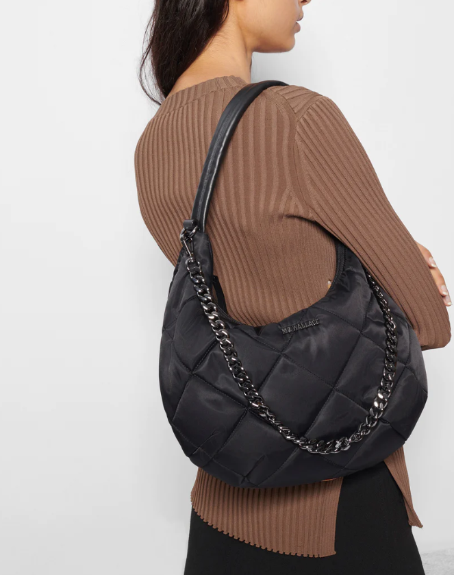 LARGE QUILTED BOWERY SHOULDER BAG in Black