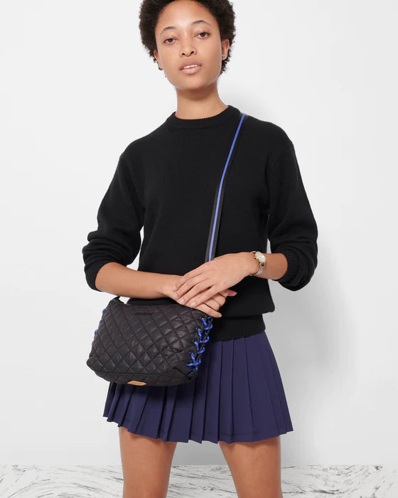 SMALL METRO LACE UP CROSSBODY in Black/Cobalt