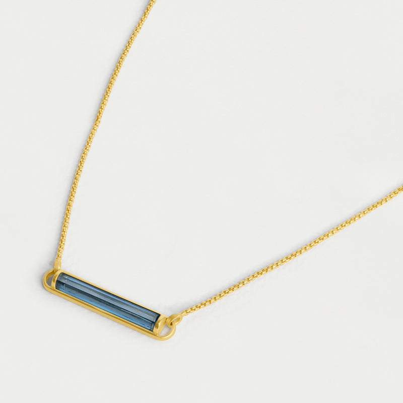 REVIVAL GEMSTONE NECKLACE in Gold with Denim Blue