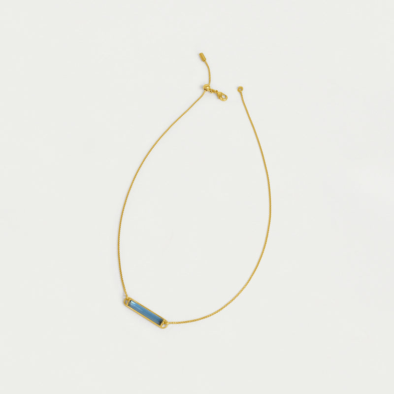 REVIVAL GEMSTONE NECKLACE in Gold with Denim Blue