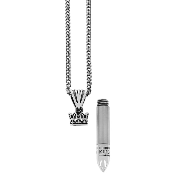SILVER BULLET PENDANT WITH SCREW ON CROWN